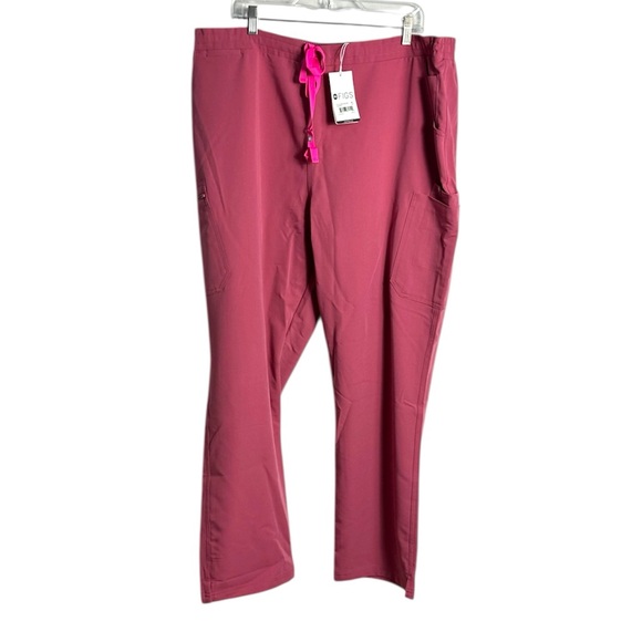 NWT Figs Breast Cancer Awareness Rose Pink Yola Skinny Scrub Pants Size XXL